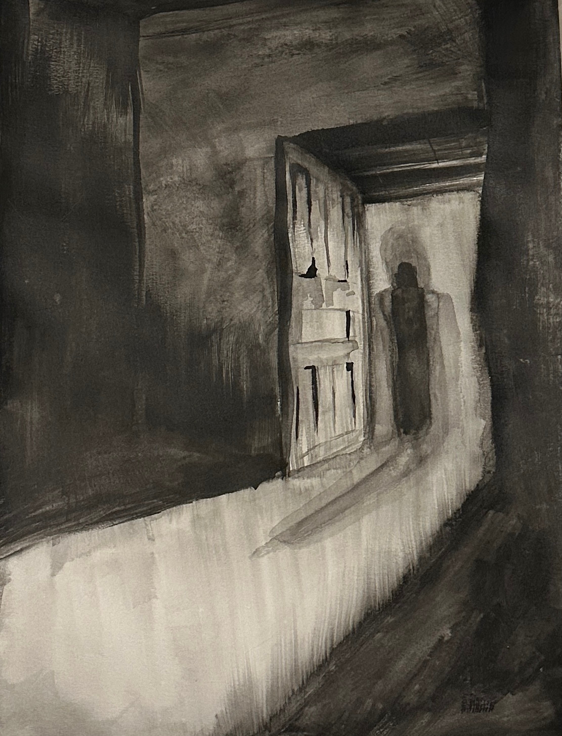 A dark room. An open door. A looming shadow-person in the light.